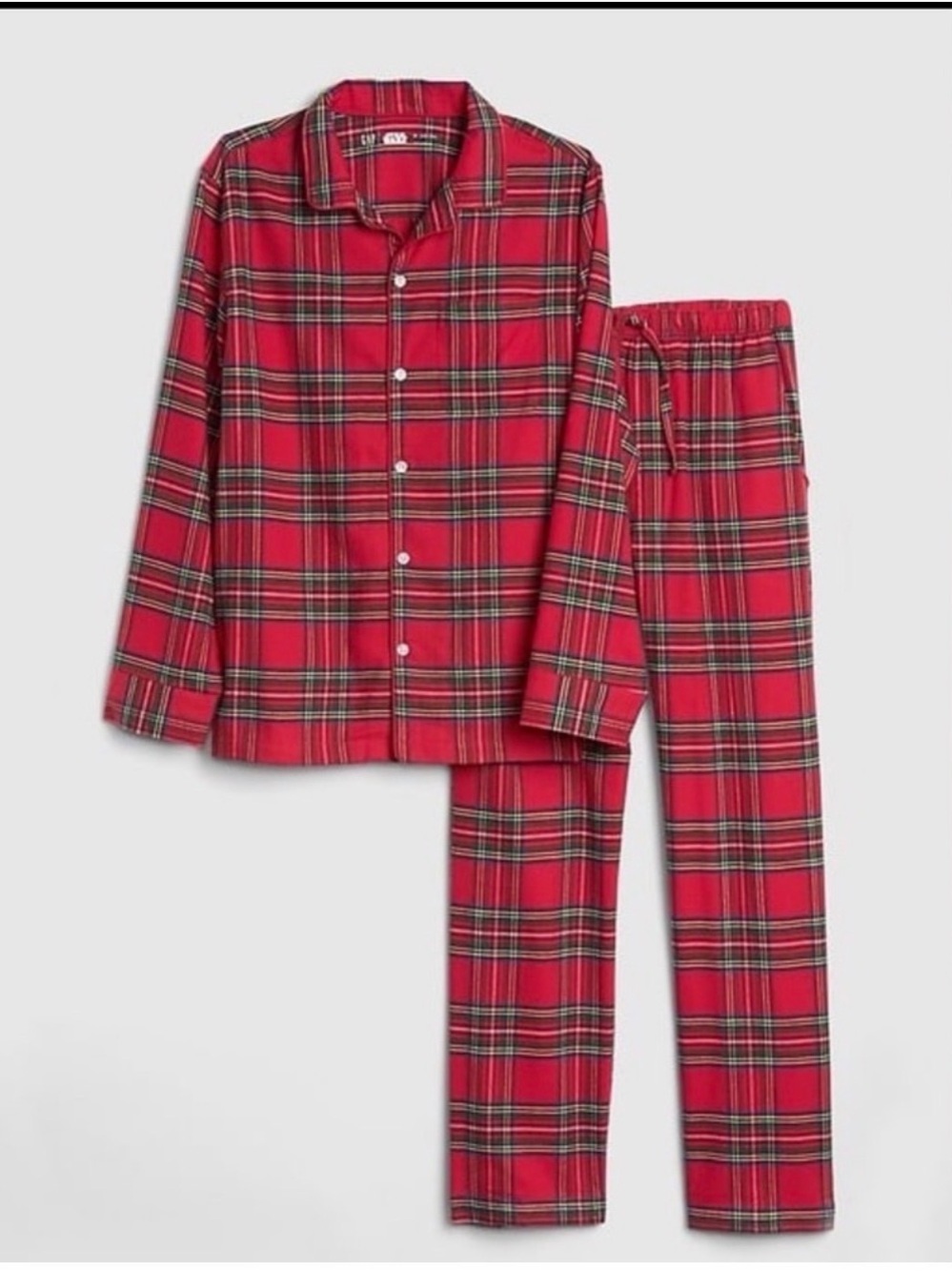GAP Red & Green Classic Plaid Button Down Pajama Set 100% Cotton Women’s Size XS